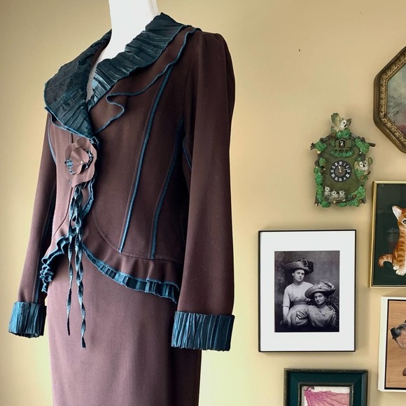 VEX 50's Peplum Blazer Layered Skirt Suit Set size 8 Victorian Steampunk - Picture 13 of 16